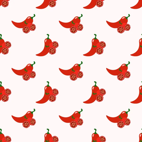 Sans couture image de fond coloré légume ingrédient alimentaire rouge — Image vectorielle
