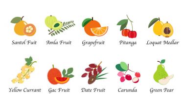 Organic nature health fruit isolated vector collection set clipart