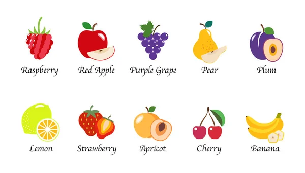 Органический набор векторных фруктов для здоровья природы — стоковый вектор