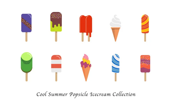 Fresco verano helado helado dulce colorido postre colección — Vector de stock