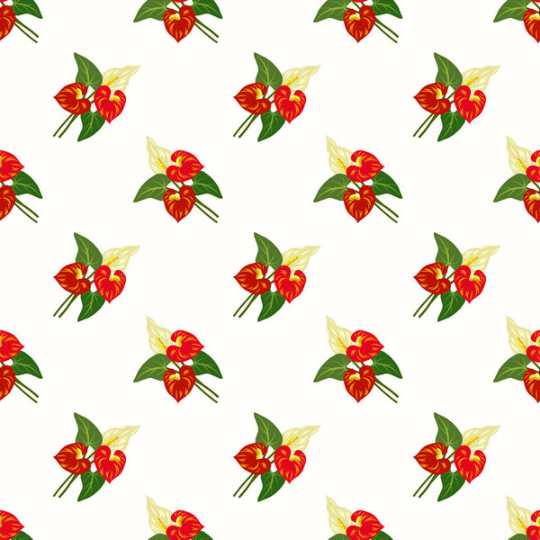 Seamless background image colorful botanic flower leaf plant