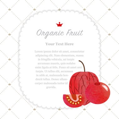 Renkli Sulu Boya doku doğa organik meyve faturası kare kırmızı 