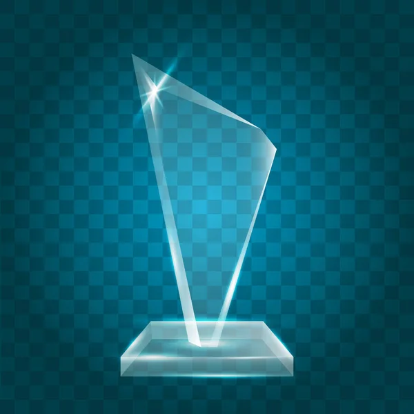 Transparant glanzend lege Vector acryl kristalglas Trophy Aw — Stockvector