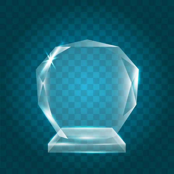 Transparenta lysande tom Vector akryl kristall glas Trophy Aw — Stock vektor
