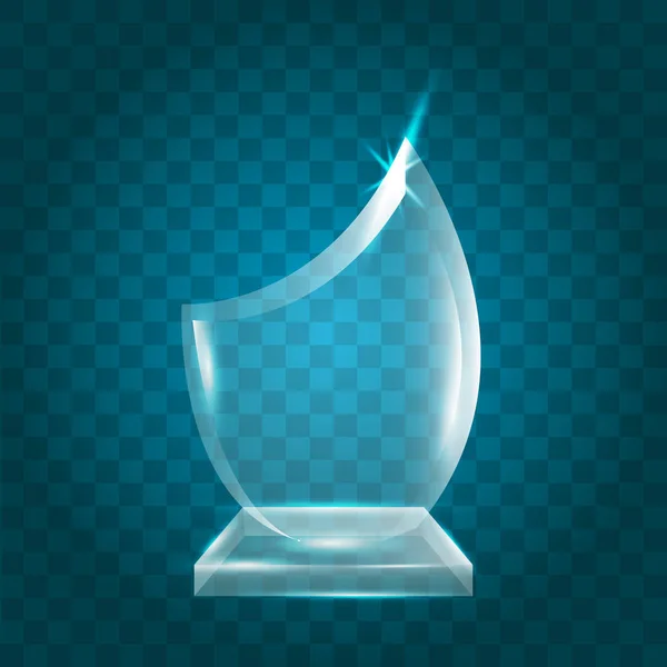 Transparentní, zářící prázdný vektor akrylové Crystal sklo Trophy Aw — Stockový vektor