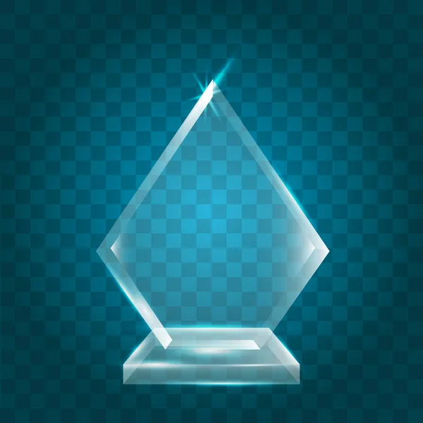 Transparente brilhante em branco vetor acrílico cristal troféu de vidro Aw — Vetor de Stock