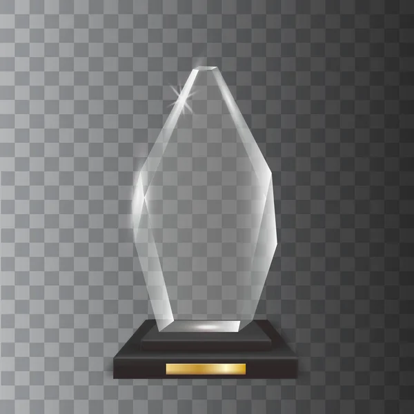 Transparente realista en blanco Vector acrílico trofeo de vidrio Premio — Archivo Imágenes Vectoriales