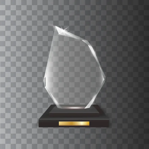 Trophée en verre acrylique vectoriel blanc réaliste transparent — Image vectorielle