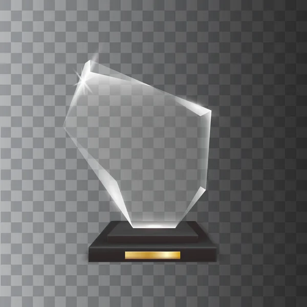 Transparente realista en blanco Vector acrílico trofeo de vidrio Premio — Archivo Imágenes Vectoriales