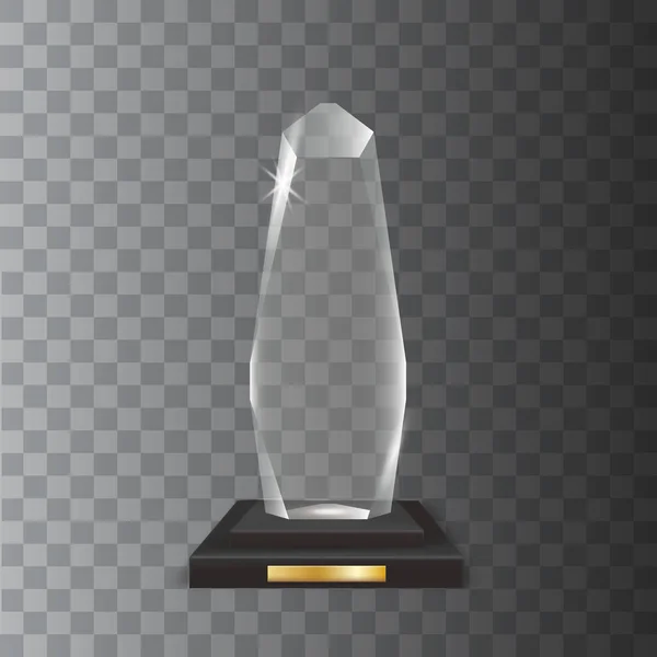 Transparente realista en blanco Vector acrílico trofeo de vidrio Premio — Vector de stock