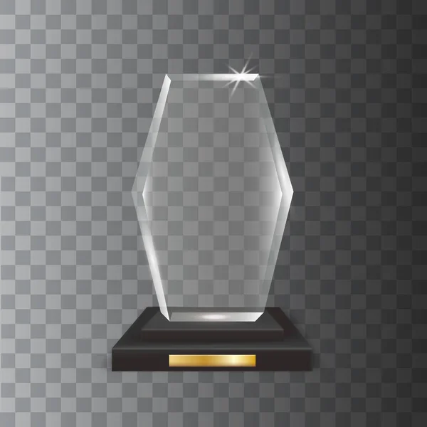 Átlátható, reális üres vektor akril üvegből trófea díja — Stock Vector
