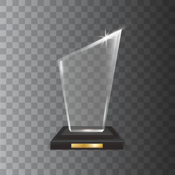 Transparent Realistic Blank Vector Acrylic Glass Trophy Award — Stock Vector