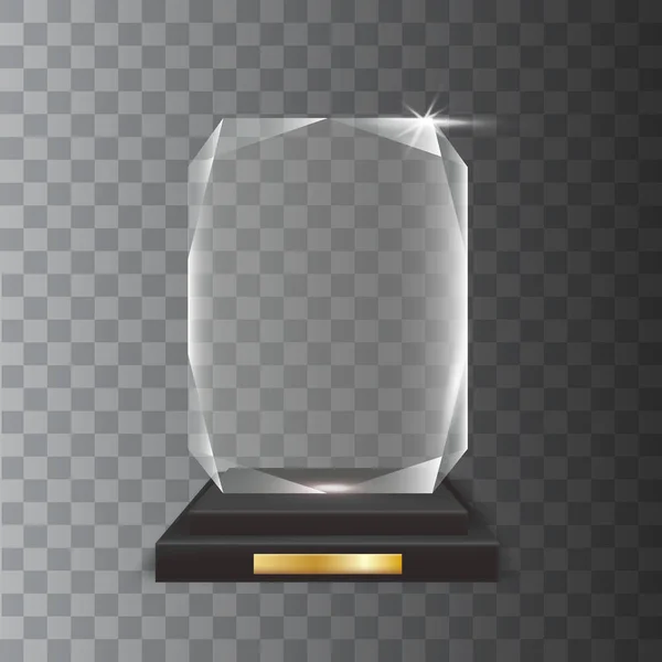 Premio per il trofeo in vetro acrilico vettoriale vuoto realistico trasparente — Vettoriale Stock