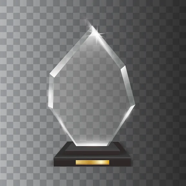 Átlátható, reális üres vektor akril üvegből trófea díja — Stock Vector