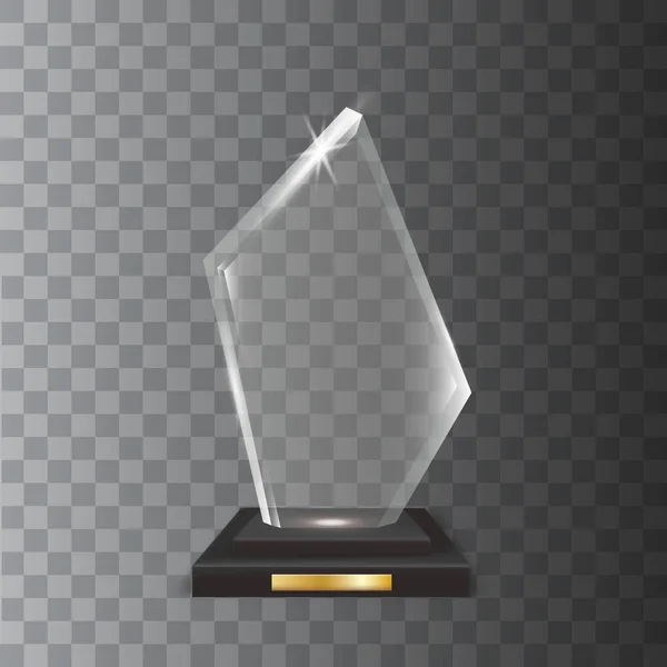 Trophée en verre acrylique vectoriel blanc réaliste transparent — Image vectorielle