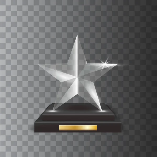 Transparent Realistic Blank Vector Acrylic Glass Trophy Award — Stock Vector