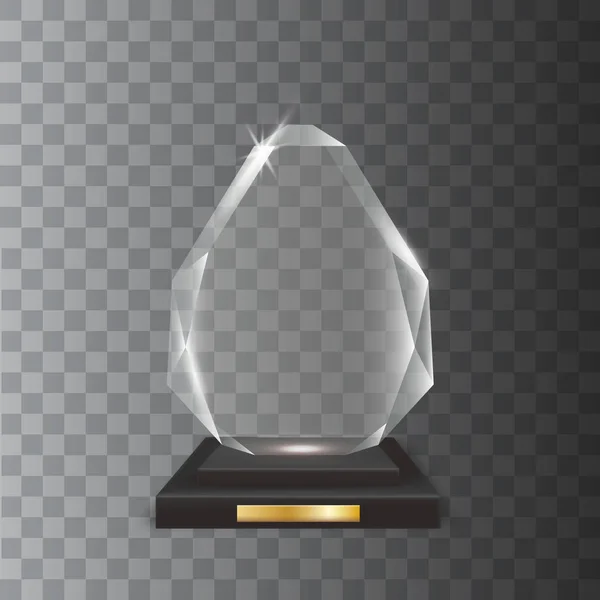 Transparente realista en blanco Vector acrílico trofeo de vidrio Premio — Archivo Imágenes Vectoriales