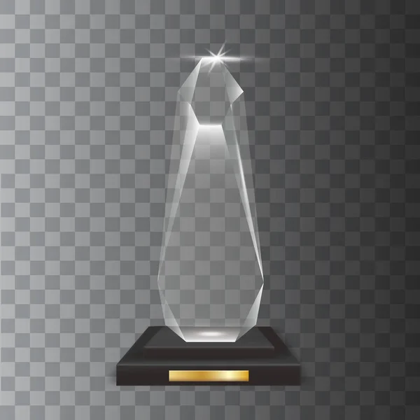 Trophée en verre acrylique vectoriel blanc réaliste transparent — Image vectorielle