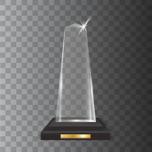 Transparente realista em branco vetor acrílico vidro troféu prêmio —  Vetores de Stock