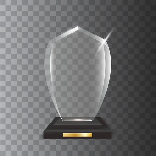 Transparent Realistic Blank Vector Acrylic Glass Trophy Award — Stock Vector