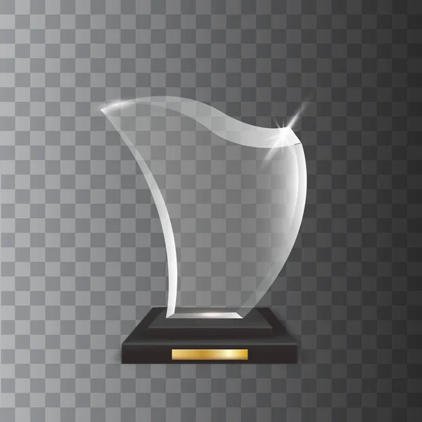 Transparente realista en blanco Vector acrílico trofeo de vidrio Premio — Vector de stock