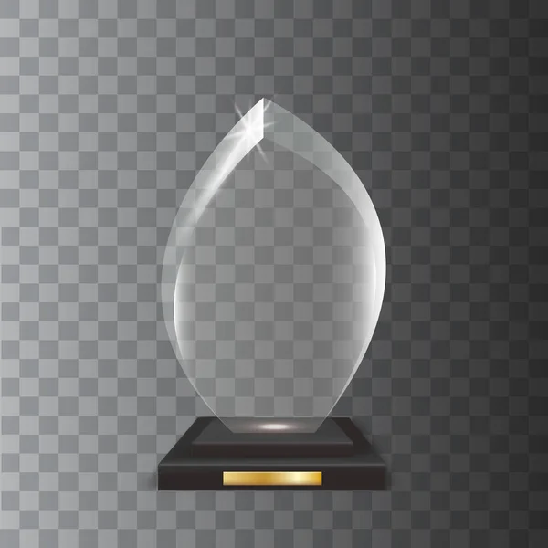 Transparente realista em branco vetor acrílico vidro troféu prêmio — Vetor de Stock