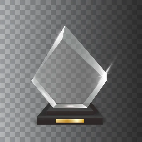 Trophée en verre acrylique vectoriel blanc réaliste transparent — Image vectorielle