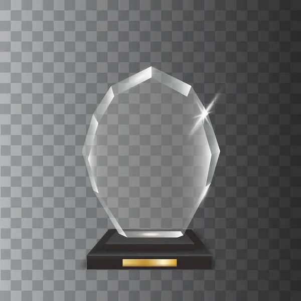 Trophée en verre acrylique vectoriel blanc réaliste transparent — Image vectorielle