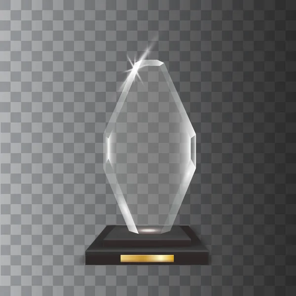 Trophée en verre acrylique vectoriel blanc réaliste transparent — Image vectorielle