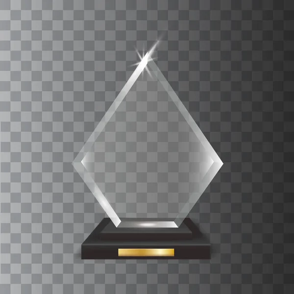 Trophée en verre acrylique vectoriel blanc réaliste transparent — Image vectorielle