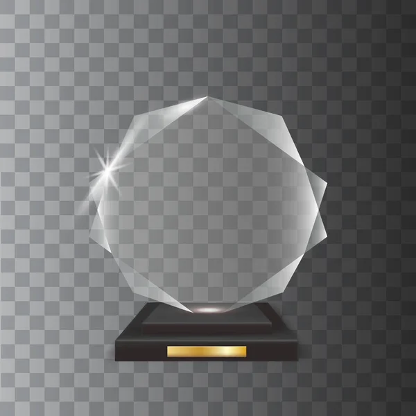 Прозорий реалістичний порожній векторний акриловий скляний трофей — стоковий вектор