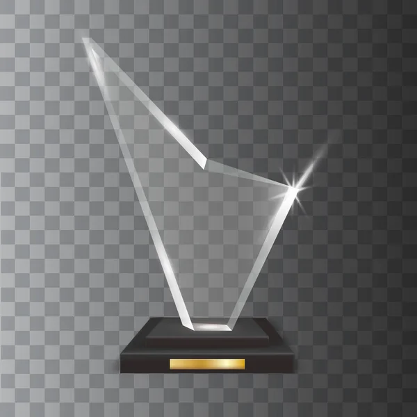 Transparente realista em branco vetor acrílico vidro troféu prêmio — Vetor de Stock