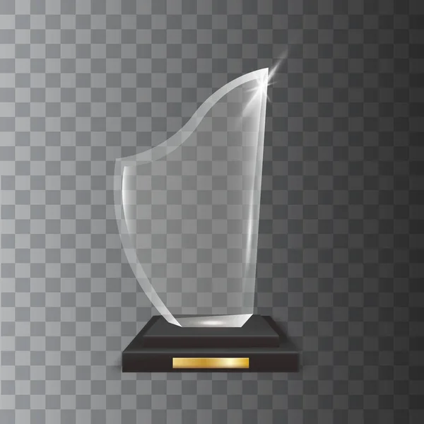 Trophée en verre acrylique vectoriel blanc réaliste transparent — Image vectorielle