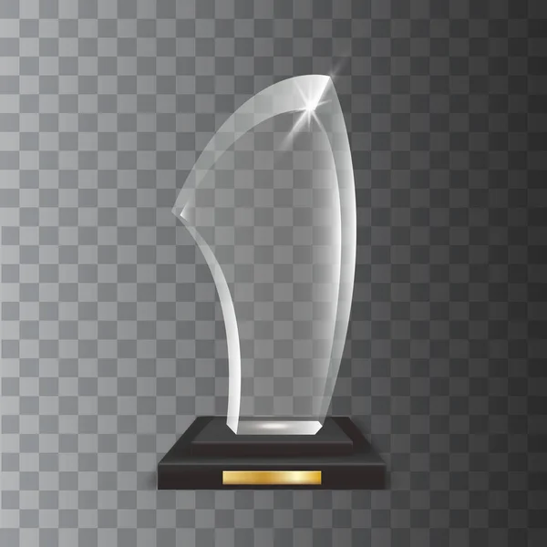 Transparente realista em branco vetor acrílico vidro troféu prêmio —  Vetores de Stock