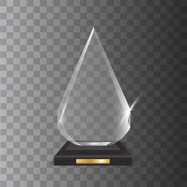 Trophée en verre acrylique vectoriel blanc réaliste transparent — Image vectorielle