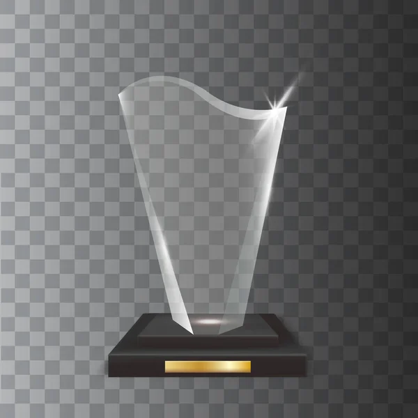 Trophée en verre acrylique vectoriel blanc réaliste transparent — Image vectorielle