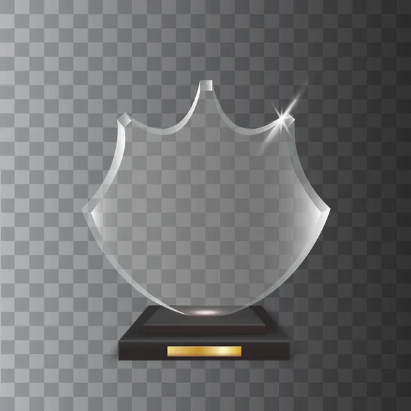 Transparente realista en blanco Vector acrílico trofeo de vidrio Premio — Vector de stock