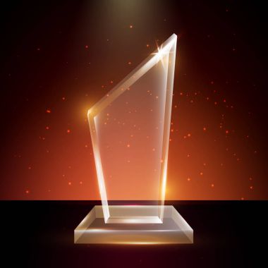 Boş şeffaf vektör akrilik cam kupa ödül şablon