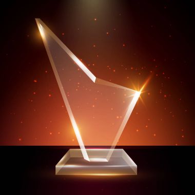 Boş şeffaf vektör akrilik cam kupa ödül şablon