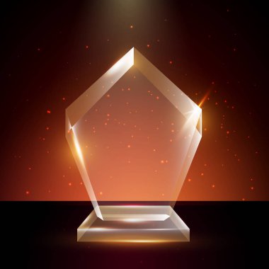 Boş şeffaf vektör akrilik cam kupa ödül şablon