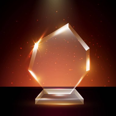 Boş şeffaf vektör akrilik cam kupa ödül şablon