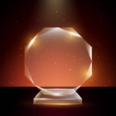 Boş şeffaf vektör akrilik cam kupa ödül şablon