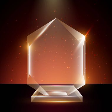 Boş şeffaf vektör akrilik cam kupa ödül şablon