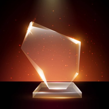 Boş şeffaf vektör akrilik cam kupa ödül şablon