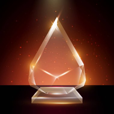 Boş şeffaf vektör akrilik cam kupa ödül şablon