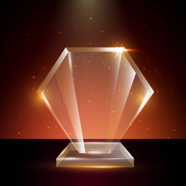 Boş şeffaf vektör akrilik cam kupa ödül şablon