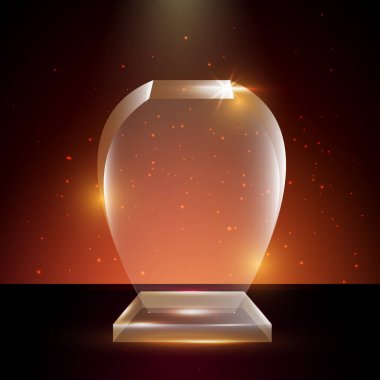 Boş şeffaf vektör akrilik cam kupa ödül şablon