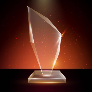 Boş şeffaf vektör akrilik cam kupa ödül şablon