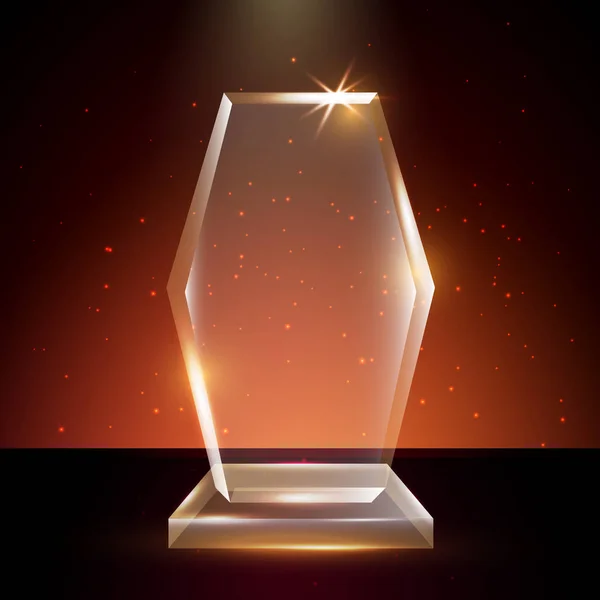 Modèle de trophée en verre acrylique vectoriel transparent vierge — Image vectorielle