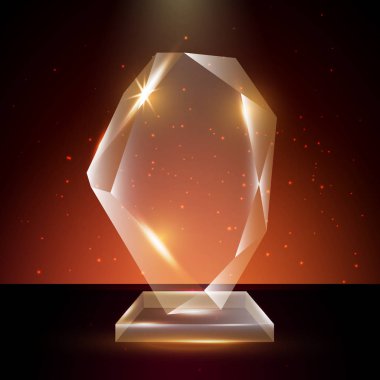 Boş şeffaf vektör akrilik cam kupa ödül şablon